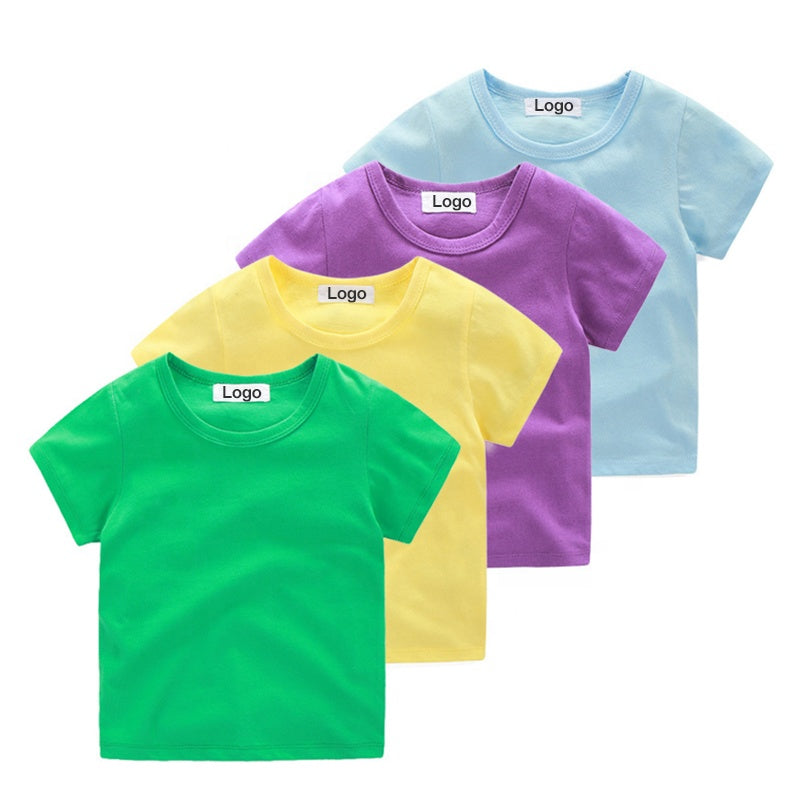 Children Short Sleeve T-Shirt Custom Logo Printing 100% Cotton Plain Blank Kids Baby Girl Boy T shirts