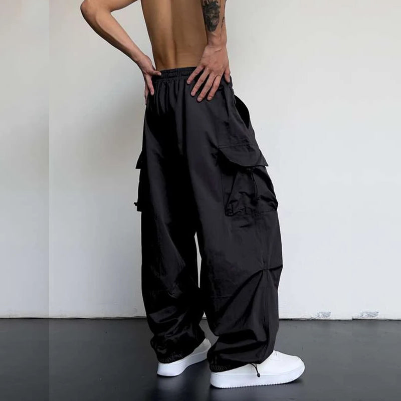 2023 High Quality Custom Outdoor Streetwear Camo Baggy Cargo Pants Custom Parachute Pants Men