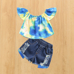 2PCS Set Toddler Kids Baby Girls Outfits Clothes T-Shirt Vest Tops+Shorts Pants