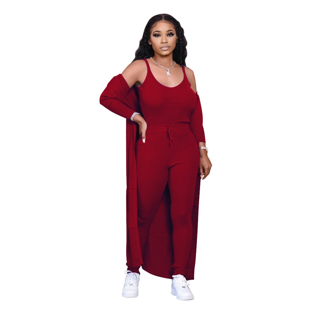 custom logo drop ship 2020 solid women fall clothing 2020 long sleeve long pants women three piece pant set a5198