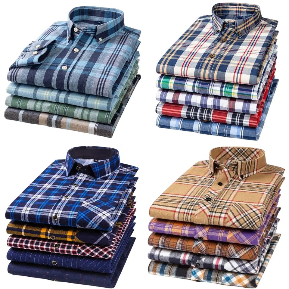 COOFANDY Men's Plaid Dress Shirts Classic Fit Long Sleeve Button Down Shirts Fashion Casual Shirts with Pockets