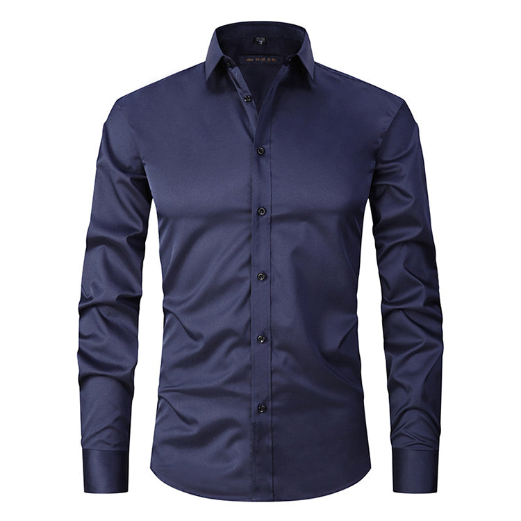 Official Solid Beautiful White Spandex Longsleeve Elastic Slim Formal Social Office Uniform Wear Business Dress Shirts For Mens