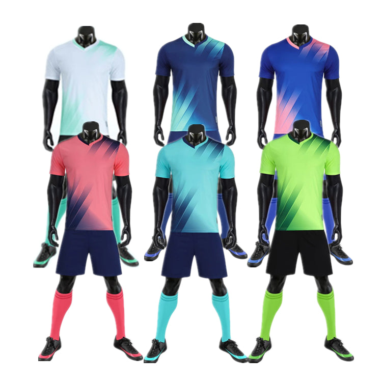 Wholesale Supplier Team Design Breathable Sport Wear Soccer Shirt Set Quick Dry Adult Black Custom Football Uniform Jersey Kit