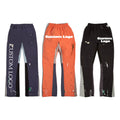 Custom Logo Stack Flare Sweatpants Men Jogger Track Sweat Pants Trousers Patchwork Graffiti Paint Splatter Elastic Men Pants