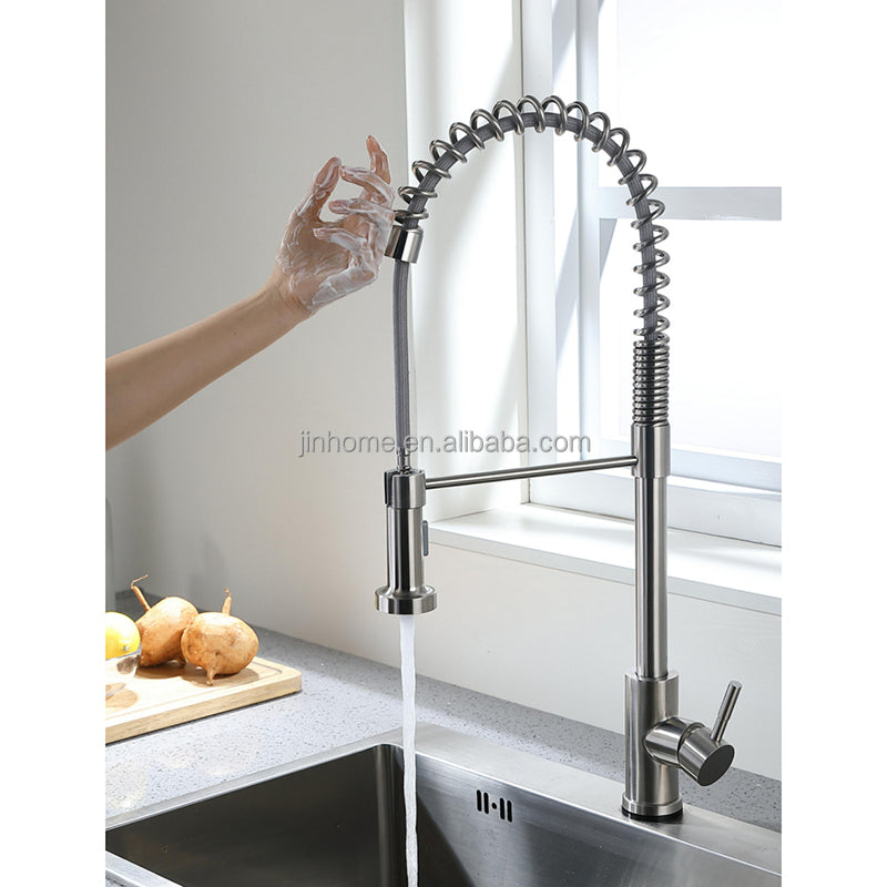 Flexible Spring kitchen Faucet Hot And Cold Kitchen Mixer Sink Faucet 304 Stainless Steel Pull Out Sink Tap