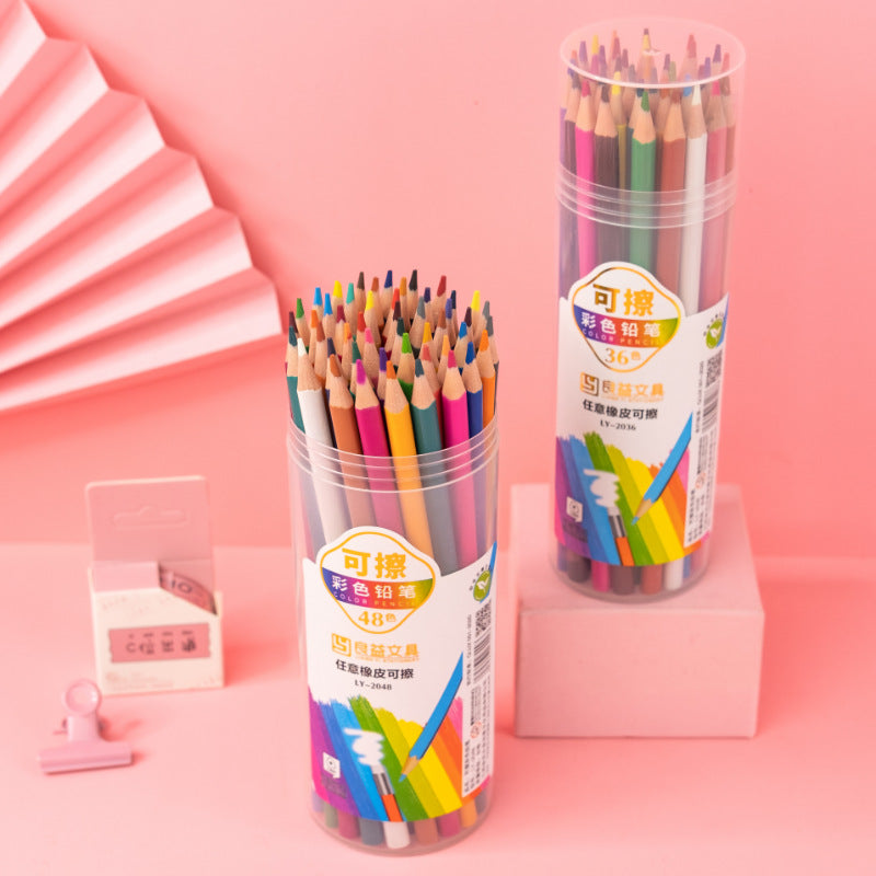 Custom Drawing Plastic Color Pencil Set School Student Professional Stationery Erasable Colored Pencils