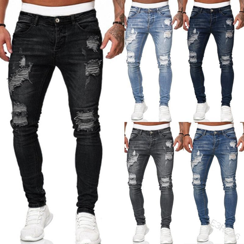 2022 mens slim fit ripped jeans Stretch Jeans Casual Pants multi-color denim jeans for men
