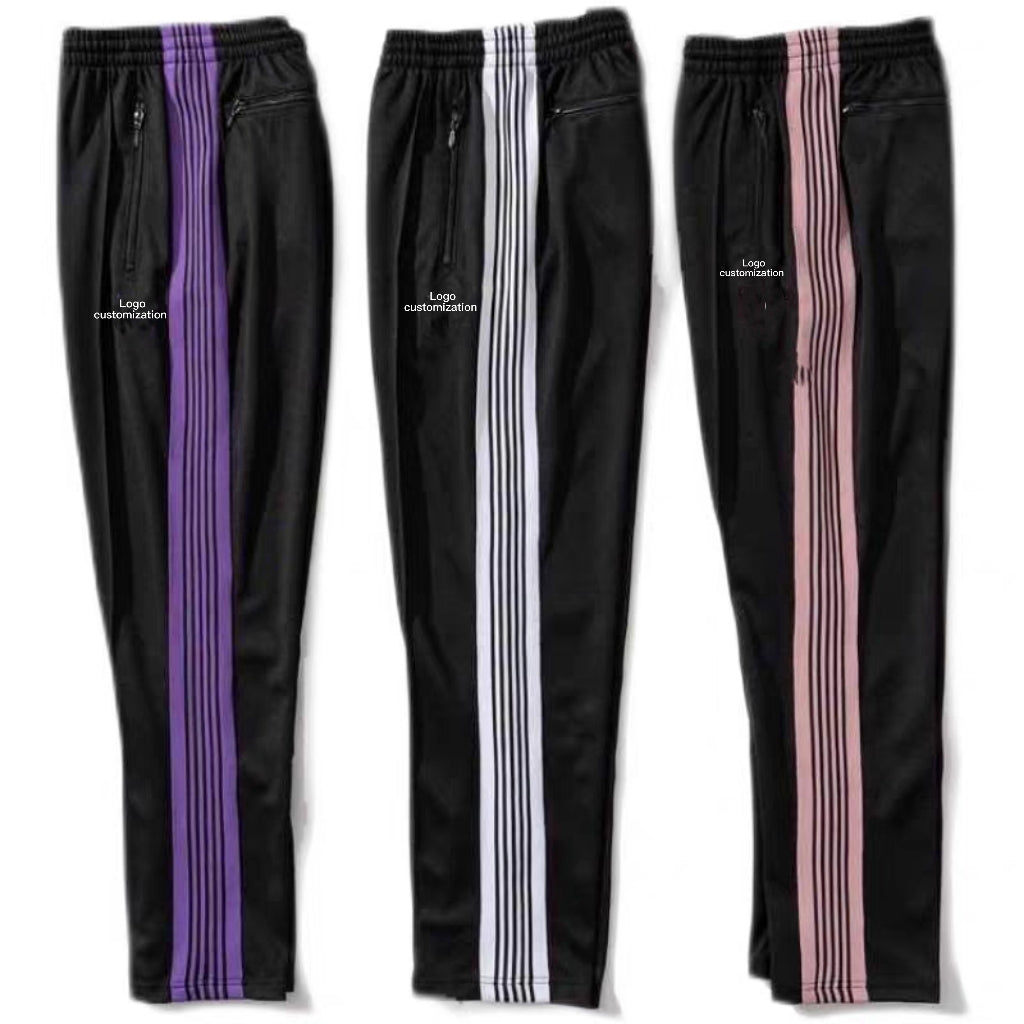 new arrival  polyester trousers men Embroidered Butterfly needles track pants webbing track suits for men oversized pants men