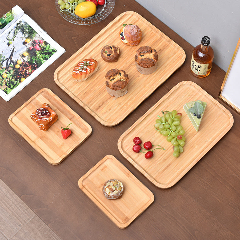 wholesale  rectangular bamboo hotel serving tray customized logo service restaurant plate