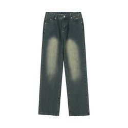 OEM Custom Jeans Fashion Full length Hip Hop Low Rise Baggy Jeans loose  Mens Denim Pants