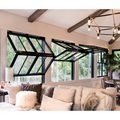 Wholesale Commercial Black Vertical Up Bi-folding Windows Double Glass Aluminum Folding Windows