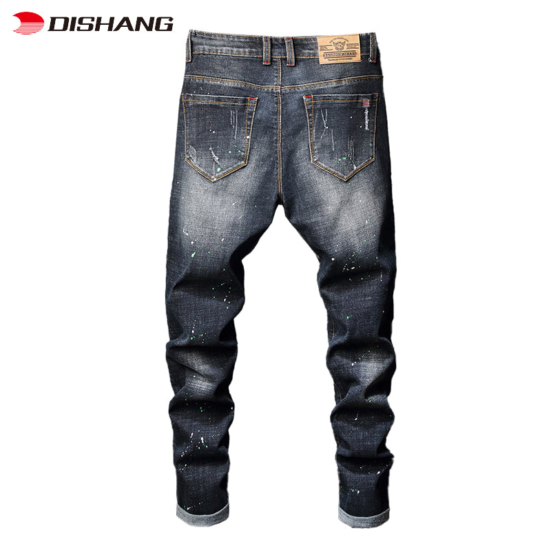 Hot Selling Men Trousers Jeans Zipper Slim Men Jeans Trouser Skinny Hole Men Jeans Pants
