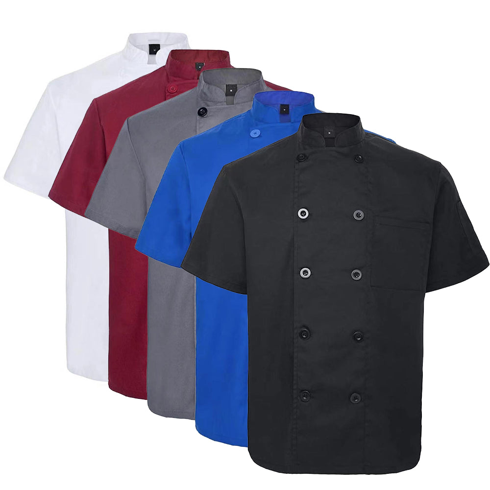 Fashion Black White Colors Restaurant Uniforms Short Sleeve Chef Coat Jacket