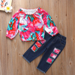 2PCS Set Toddler Kids Baby Girls Outfits Clothes T-Shirt Vest Tops+Shorts Pants
