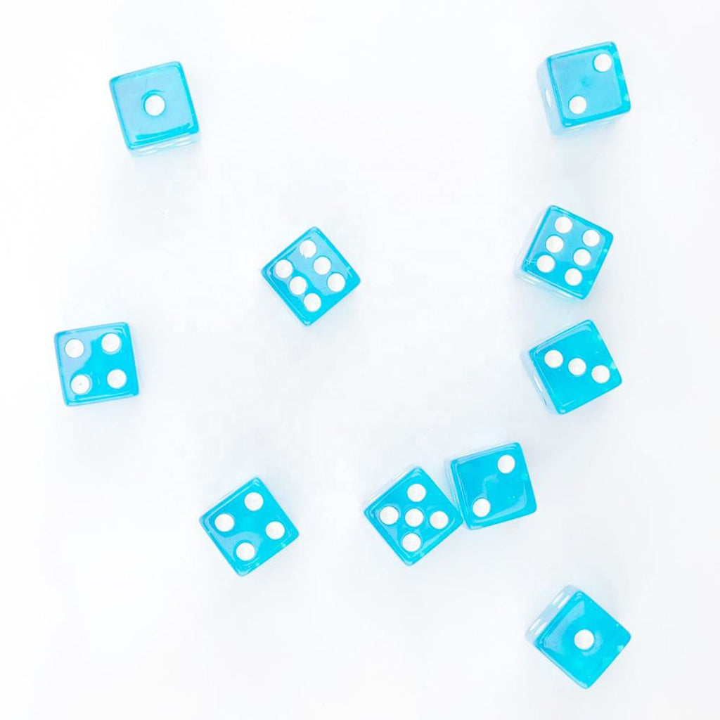 16mm Resin Dice Transparent Color Dice Set D6 Customized Acrylic Plastic Dice Game