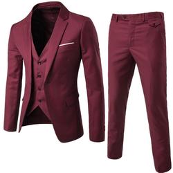 Men's 3 Pieces Black Elegant Suits With Pants Brand Slim Fit Single Button Party Formal Business Dress Suit Male Terno