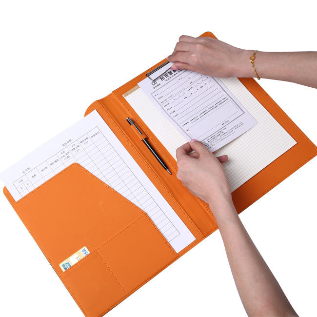 Factory Custom Faux Leather Presentation Document Embossing Portfolio Clip File Folders