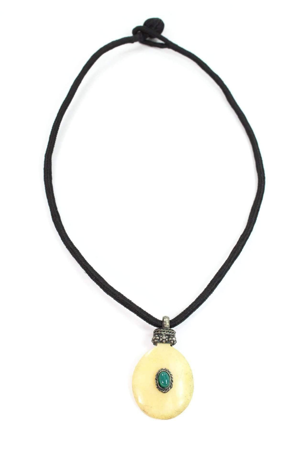 oval bone stone tribal pendant necklace