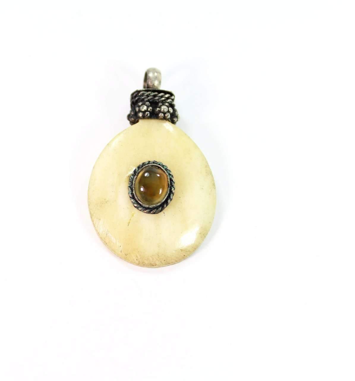 oval bone stone tribal pendant necklace