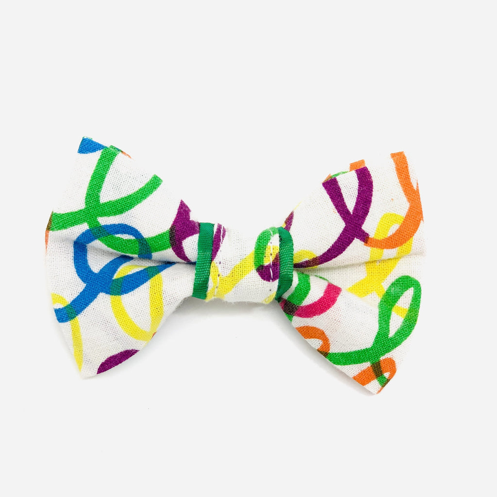rainbow green dog collar bow tie set