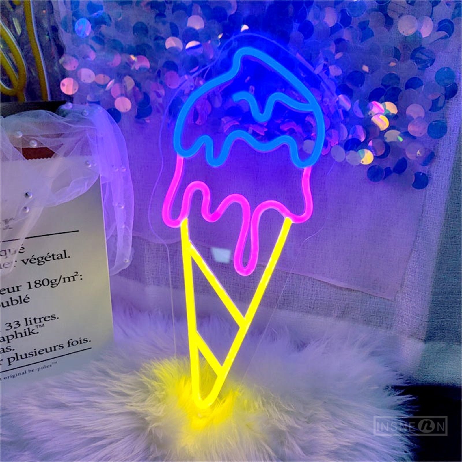 Ice Cream LED Neon Sign Lamp Snack Cafe Shop Restaurant Wall Decor Flexible Neon Lights Signs Party Supplies Neon Lighting Style