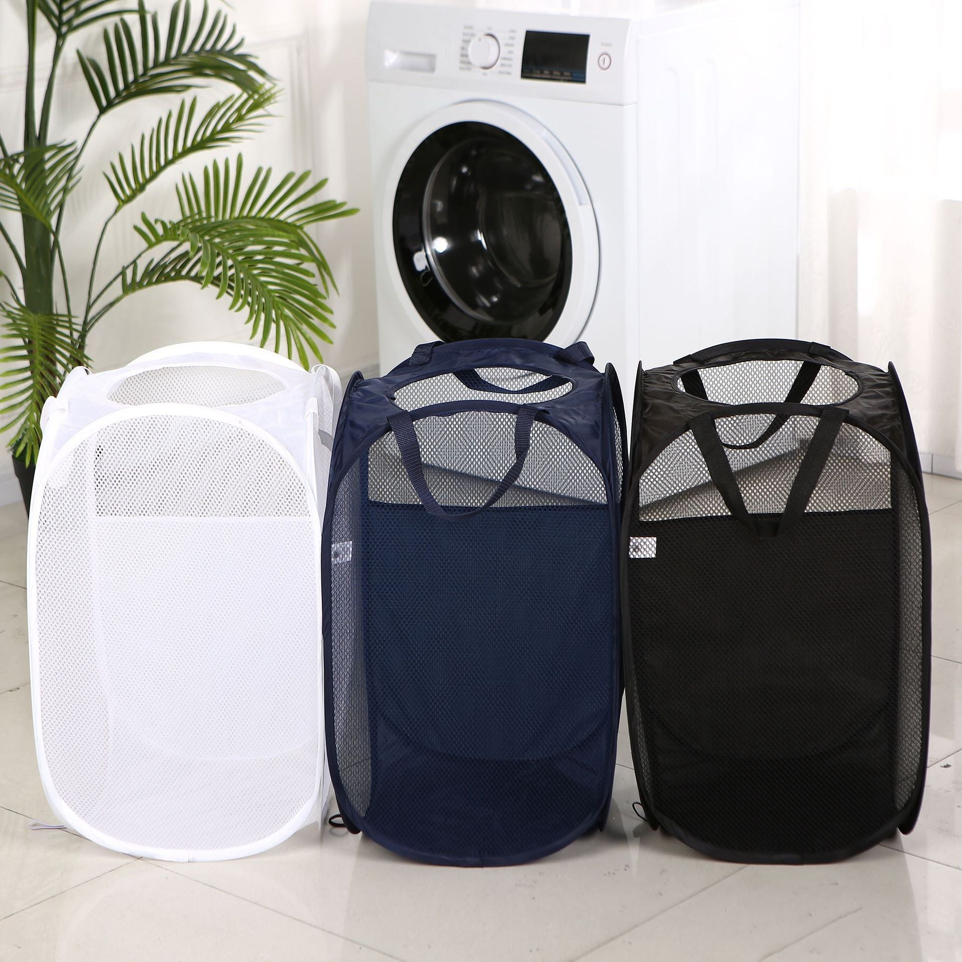Portable Laundry Basket Foldable Mesh Clothes Toy Storage Organizer Large Capacity Clothes Hamper Laundry Sundries Organizer