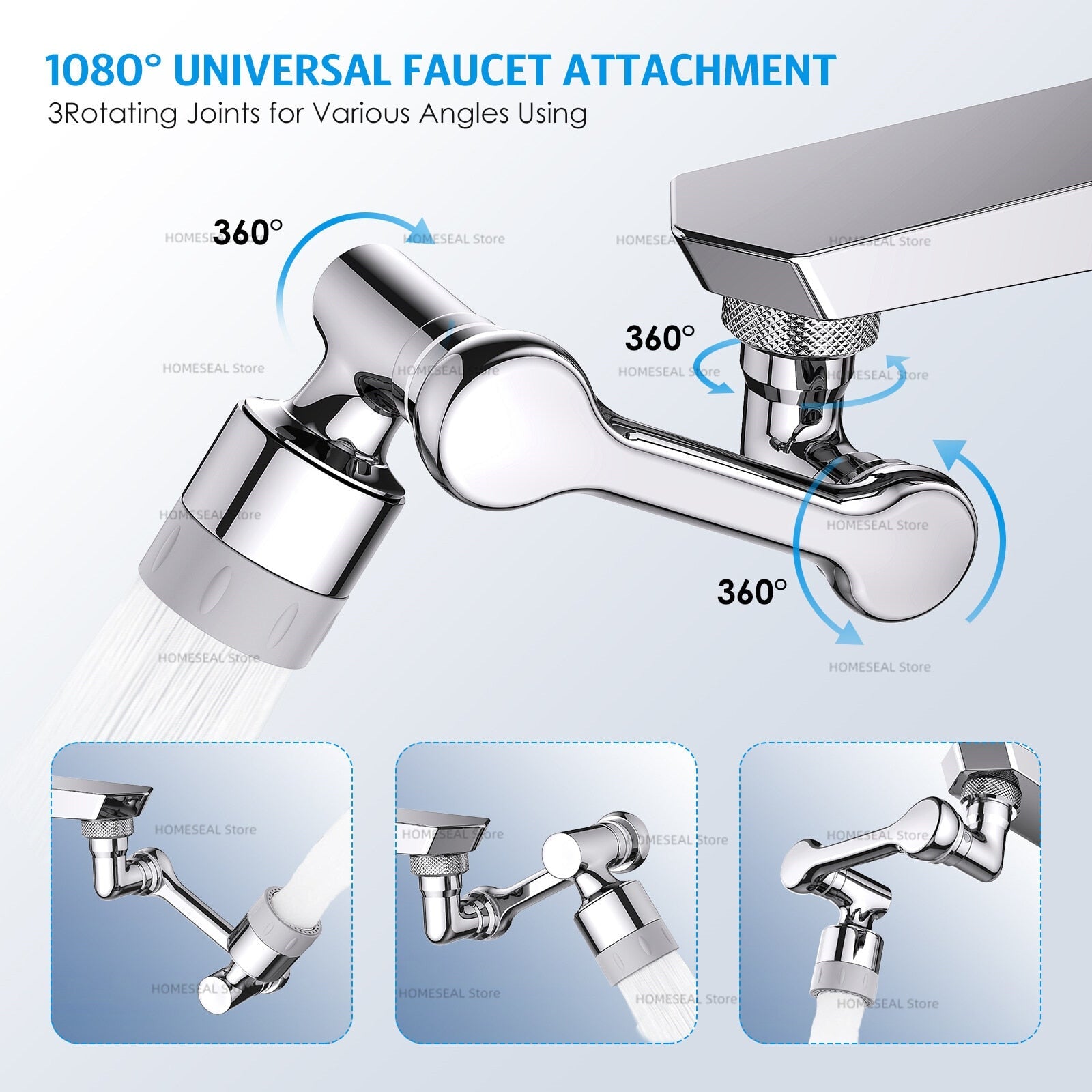 Rotatable Multifunctional Extension Faucet Aerator 1080 Degree Swivel Robotic Arm Water Filter Sink Water Tap Bubbler Sink Fit
