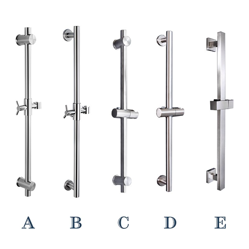 Shower Slide Bar Bathroom Height Adjustable Handheld Shower Head Holder SUS304 Stainless Steel Brushed Round Square Lifting Rod