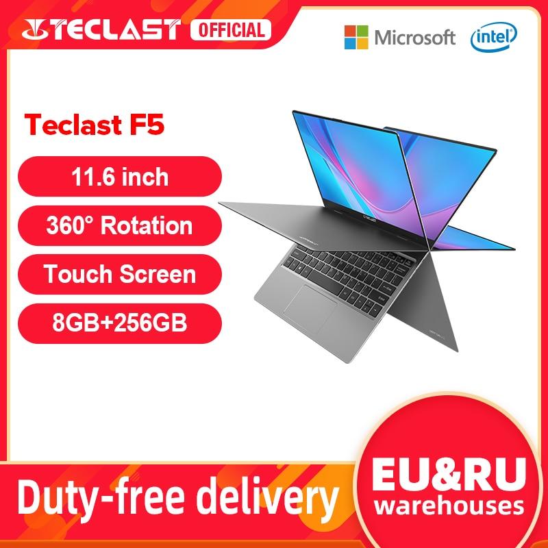 teclast f5 11 6 inch laptop touch screen windows 10 notebook 8gb ddr4 256gb ssd intel n4100 1920x1080 ips 360 laptops type c laptops