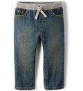 Wholesale denim garment factory blue pull on kid's biker jogger pants denim jeans