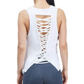 urban savage laced up womens sleeveless top in white