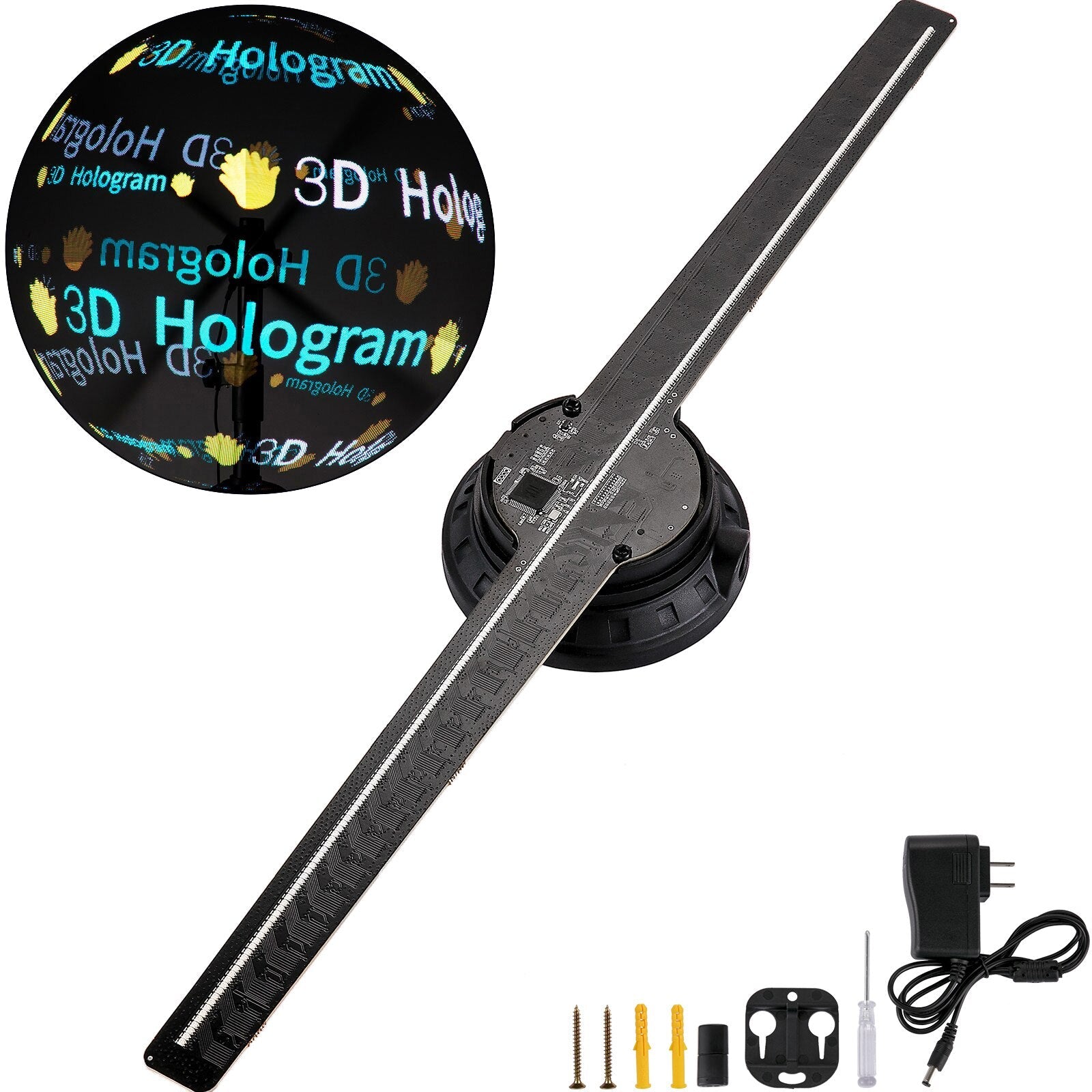 VEVOR 3D Fan Hologram Projector Wi-Fi Wall-mounted Display Remote Advertising logo Light Images Video Led Sign Holographic Lamp