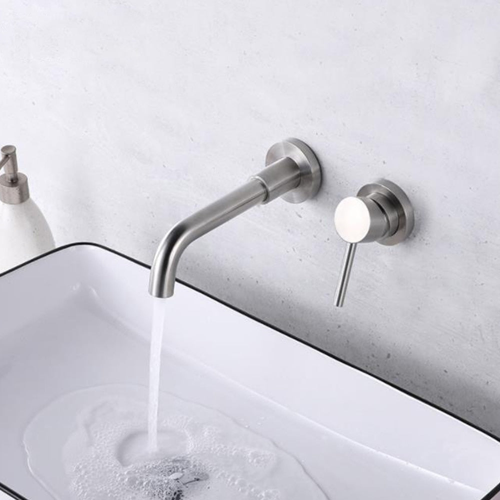 bathroom wall mounted concealed faucet taps body 304 stainless steel 360 degree rotation mixer water cold and hot