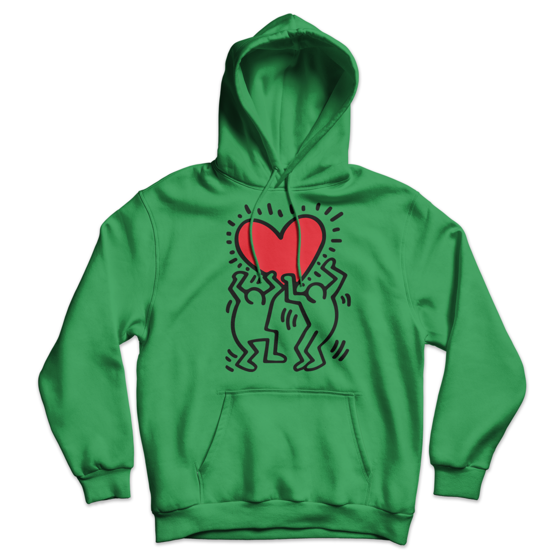 keith haring men holding heart icon street art hoodie