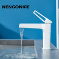 white  gold Basin Faucets Modern Bathroom Mixer Tap Brass Washbasin Faucet Single Handle Single Hole Elegant Crane For Bathroom