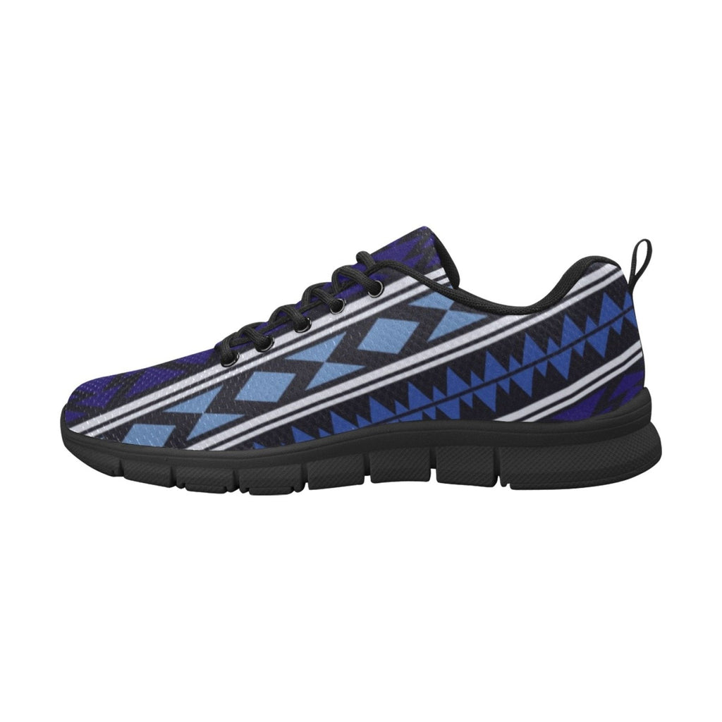 womens sneakers blue aztec style black bottom running shoes