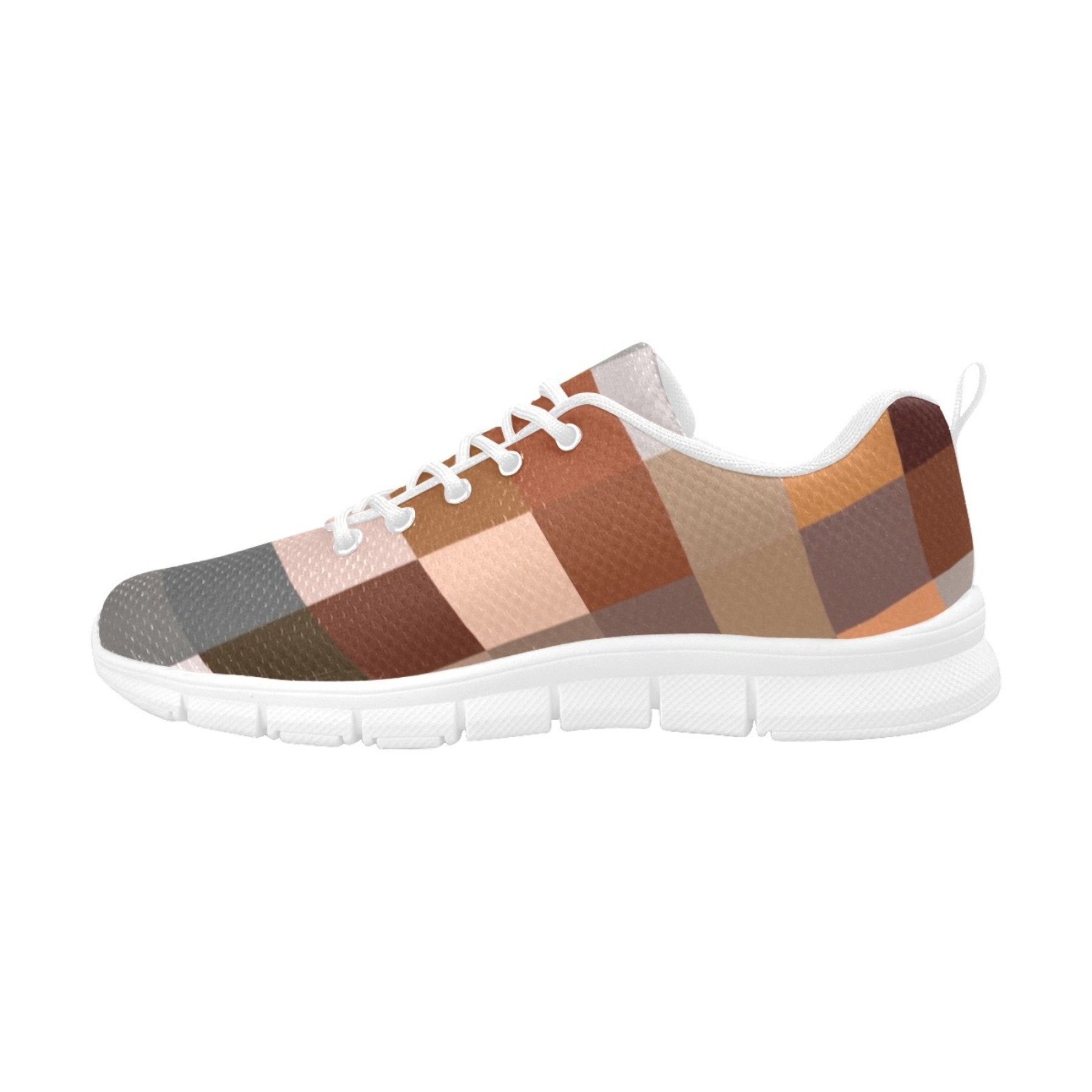 womens sneakers brown tone color block white bottom running shoes