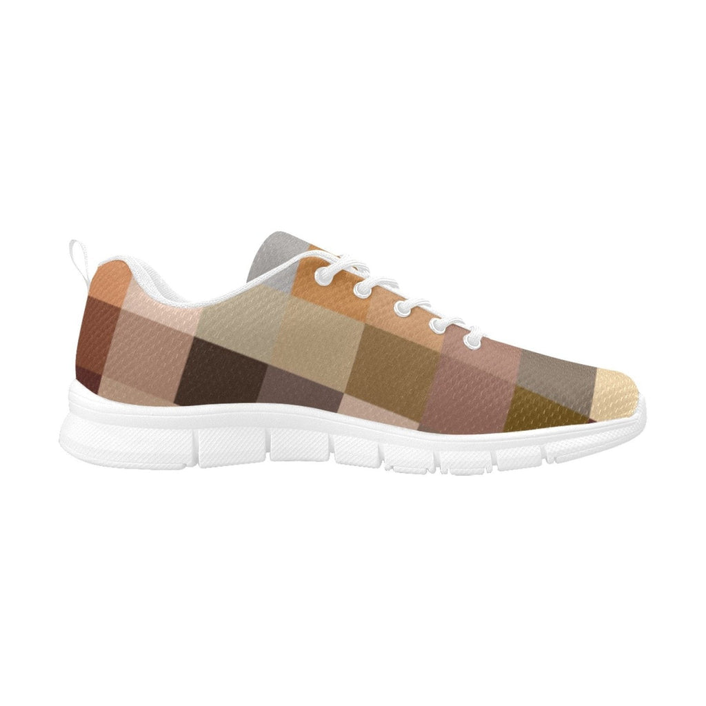 womens sneakers brown tone color block white bottom running shoes